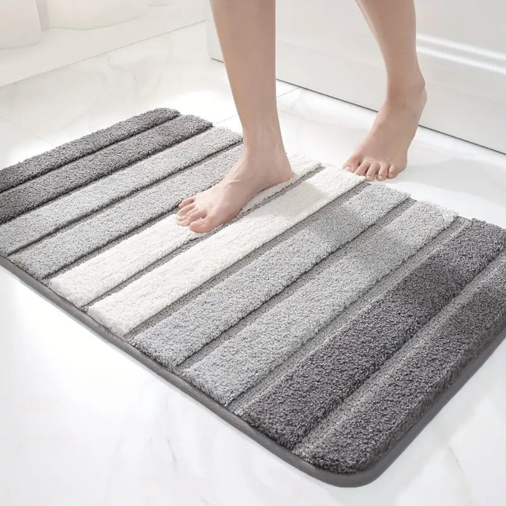 Lumiere | Non-Slip Bath Mat – Striped Absorbent Microfiber Design