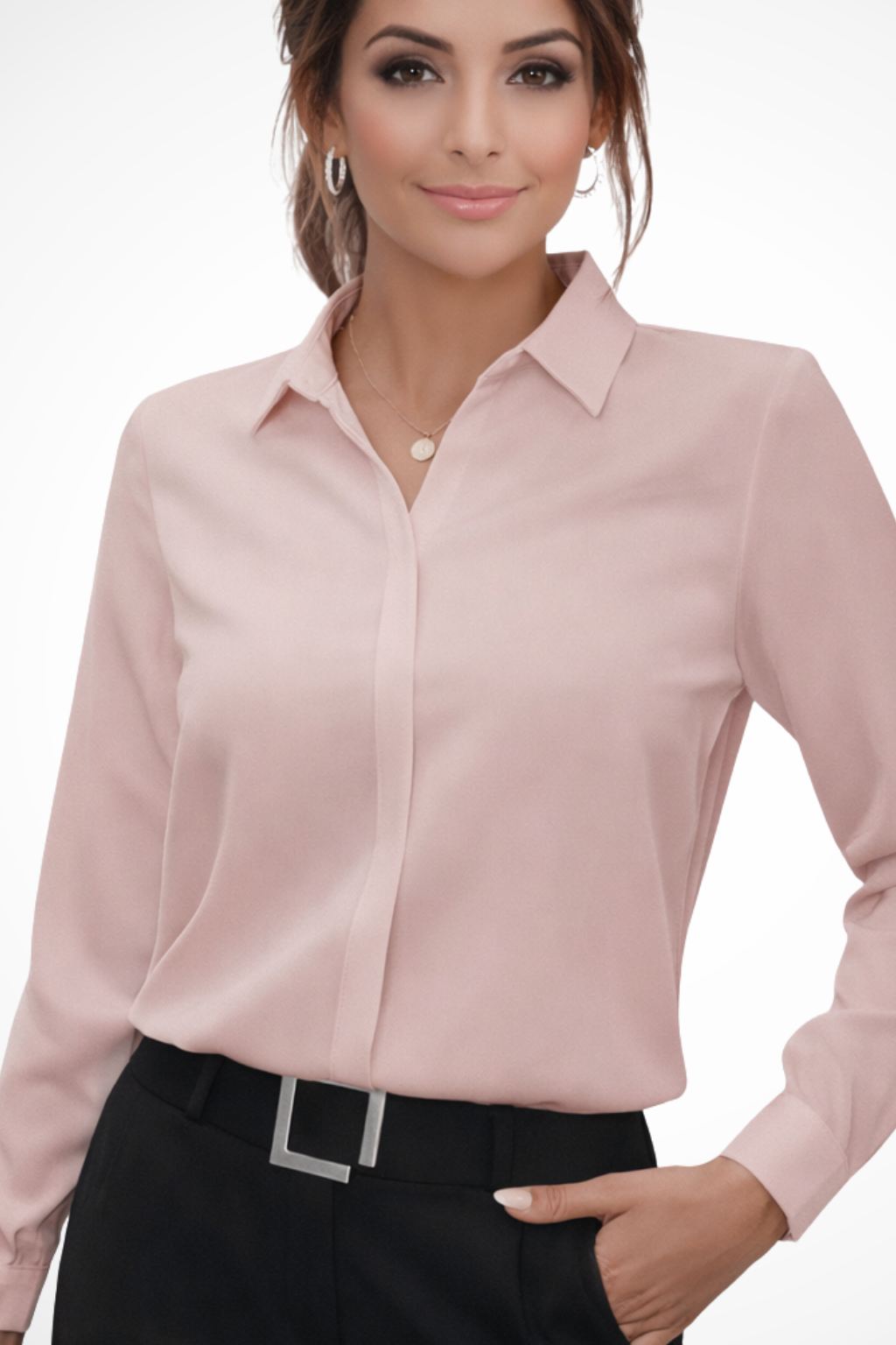 Luna | Women's White Blouse – Tailored Long Sleeve Design