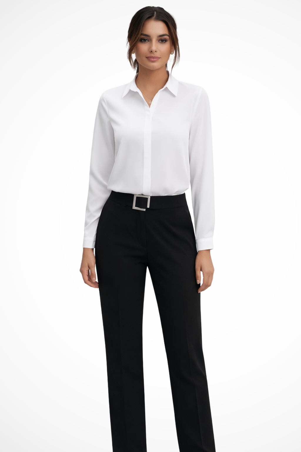 Luna | Women's White Blouse – Tailored Long Sleeve Design