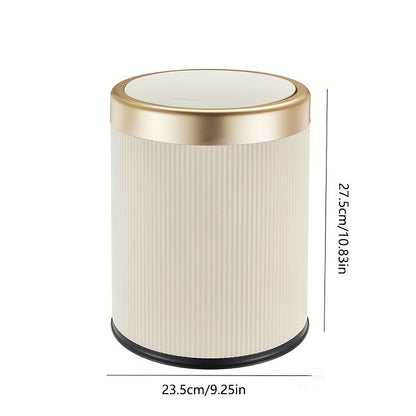 Luxury Oval Trash Can | Press-Top Waste Bin with Dual Inner Bucket 0