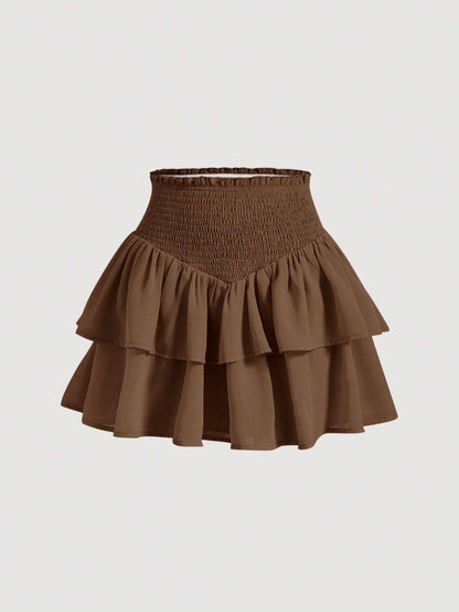 MOD | Asymmetrical Mini Skirt – Double Ruffle Layers, 100% Polyester 1
