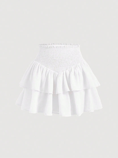 MOD | Asymmetrical Mini Skirt – Double Ruffle Layers, 100% Polyester 10