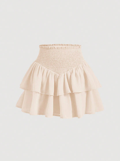 MOD | Asymmetrical Mini Skirt – Double Ruffle Layers, 100% Polyester 13