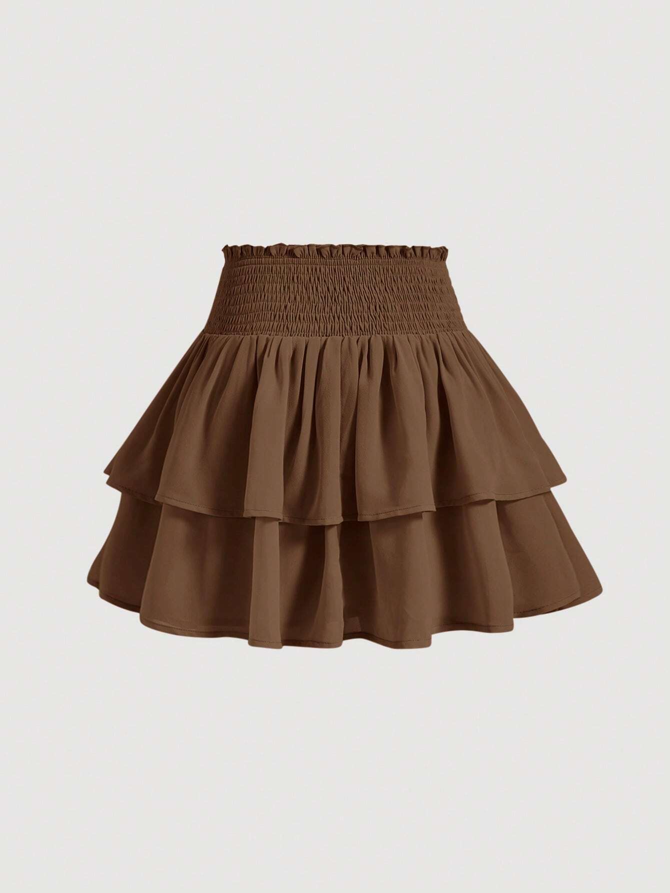 MOD | Asymmetrical Mini Skirt – Double Ruffle Layers, 100% Polyester 2
