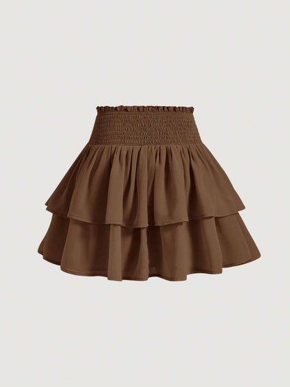 MOD | Asymmetrical Mini Skirt – Double Ruffle Layers, 100% Polyester 2