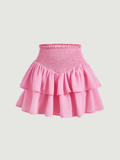 MOD | Asymmetrical Mini Skirt – Double Ruffle Layers, 100% Polyester 5