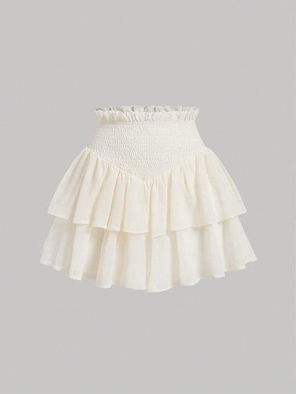 MOD | Asymmetrical Mini Skirt – Double Ruffle Layers, 100% Polyester 6
