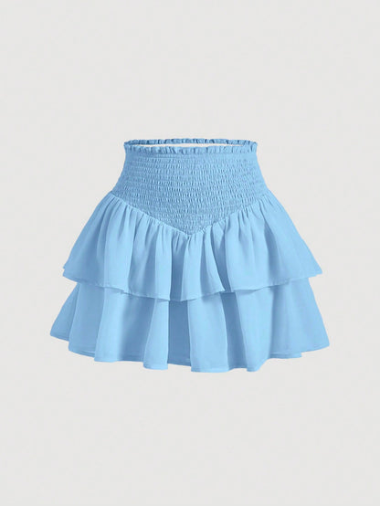 MOD | Asymmetrical Mini Skirt – Double Ruffle Layers, 100% Polyester 7