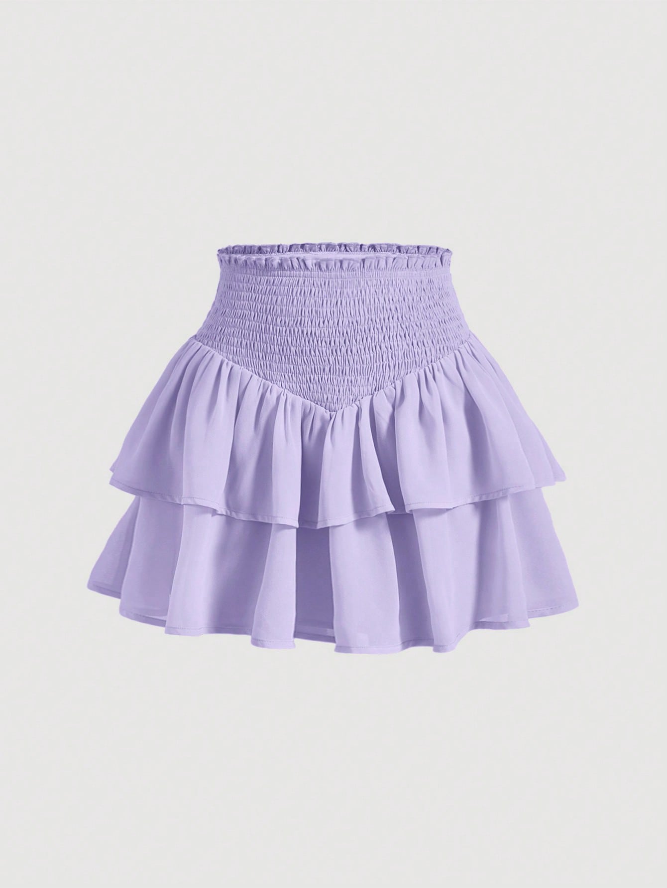 MOD | Asymmetrical Mini Skirt – Double Ruffle Layers, 100% Polyester 8