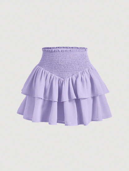 MOD | Asymmetrical Mini Skirt – Double Ruffle Layers, 100% Polyester 8