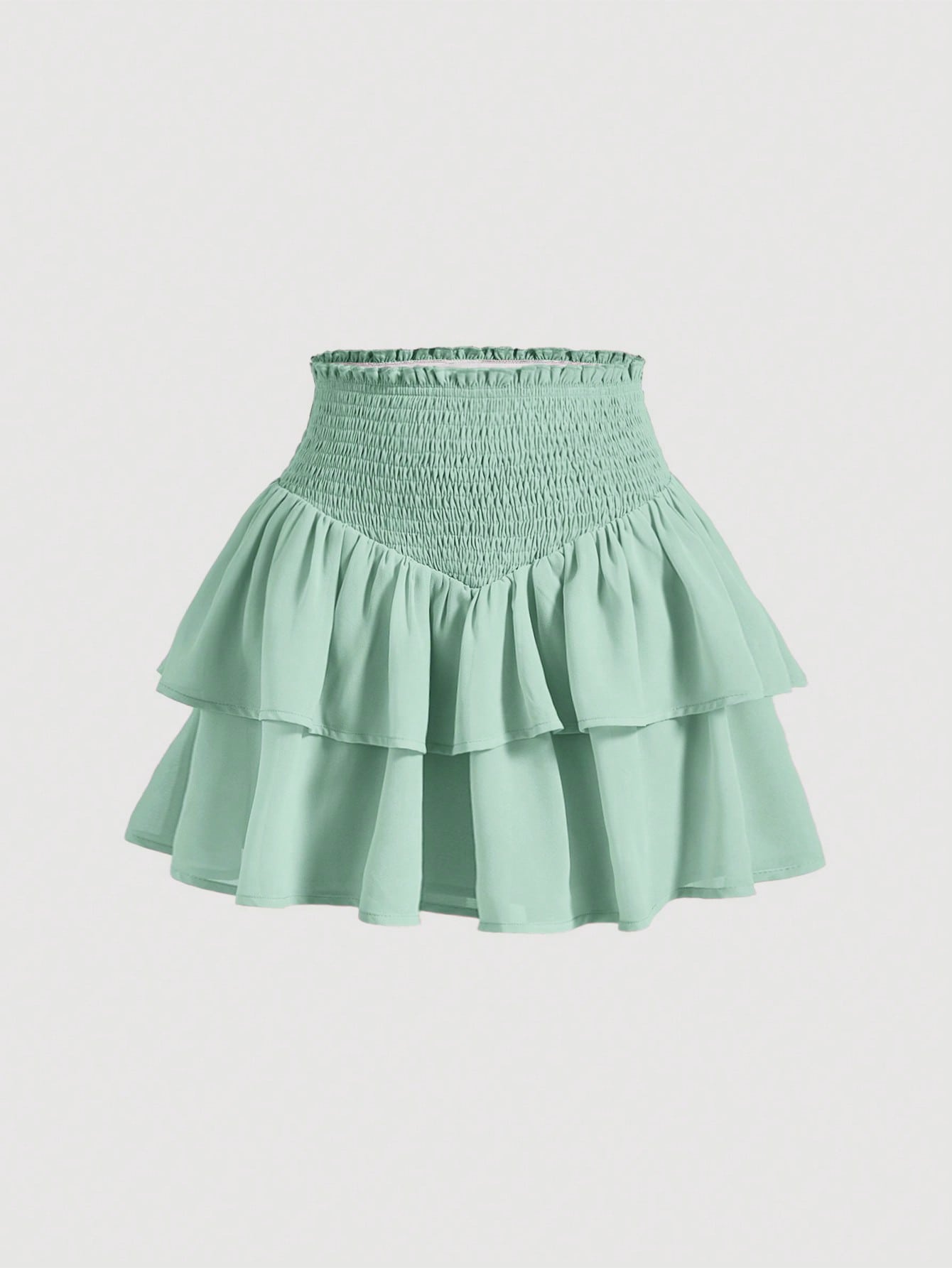 MOD | Asymmetrical Mini Skirt – Double Ruffle Layers, 100% Polyester 9