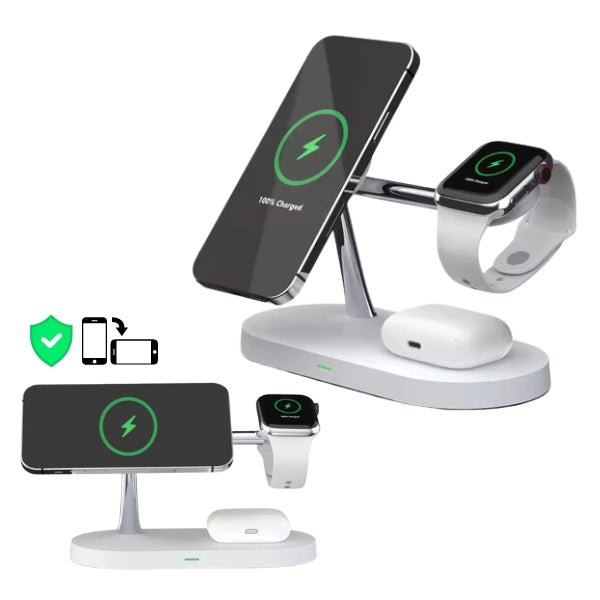 4-in-1 Wireless Charging Station | 15W Fast Charging for Phone, Watch & Earbuds | Magnetic Alignment with Touch LED Base 14