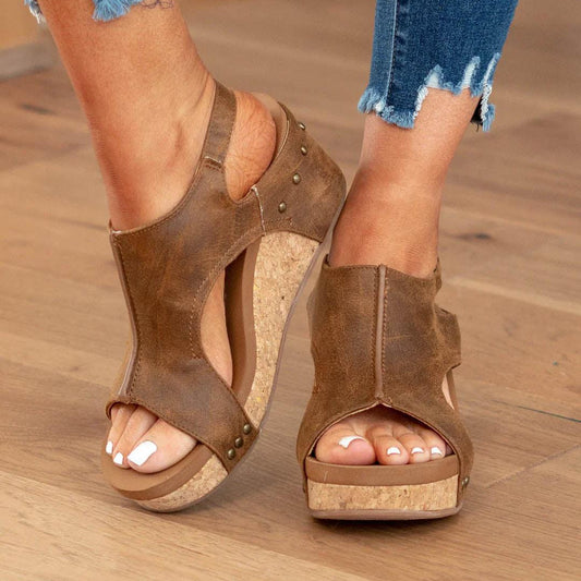 Madeline | Vegan Wedge Sandals for Women - Cushioned Sole with Cork Wedge 0