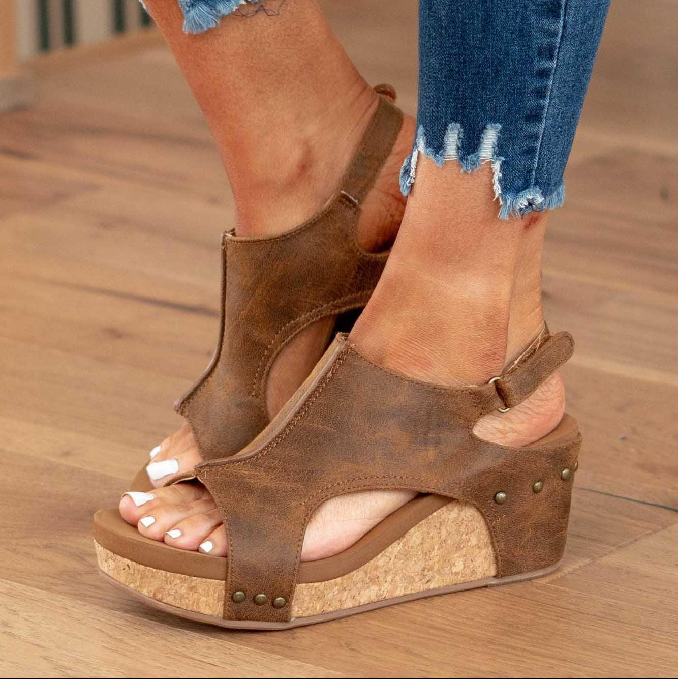 Madeline | Vegan Wedge Sandals for Women - Cushioned Sole with Cork Wedge 1