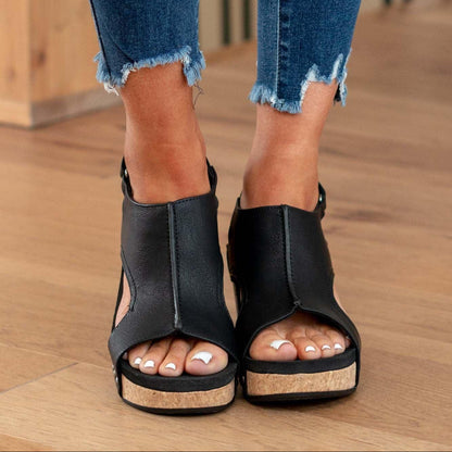 Madeline | Vegan Wedge Sandals for Women - Cushioned Sole with Cork Wedge 6