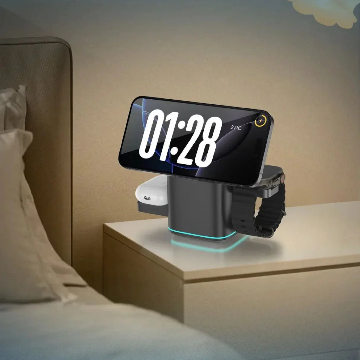 Magnetic Charger Stand | Three Charging Points, Under-Glow