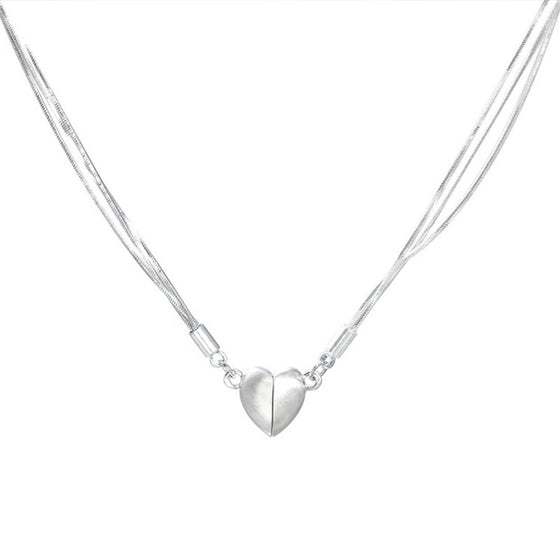 Magnetic Heart Pendant Necklace Women | Two-Piece Design Joins Together | Matching Gift for Couples and Friends