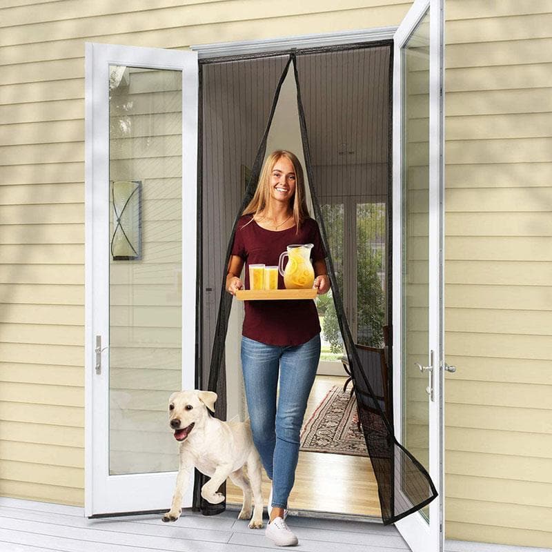 Magnetic Screen Door Polyester Mesh 210 x 100 cm | Black, White or Brown | Hands-Free Entry Keeps Bugs Out, Pet-Friendly