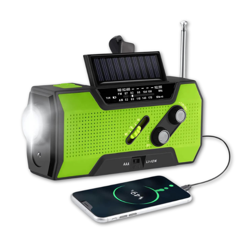 Emergency Radio with Solar & Hand Crank Charging | 4000mAh Power Bank | Flashlight, SOS Alarm, AM/FM Radio for Outdoors 1