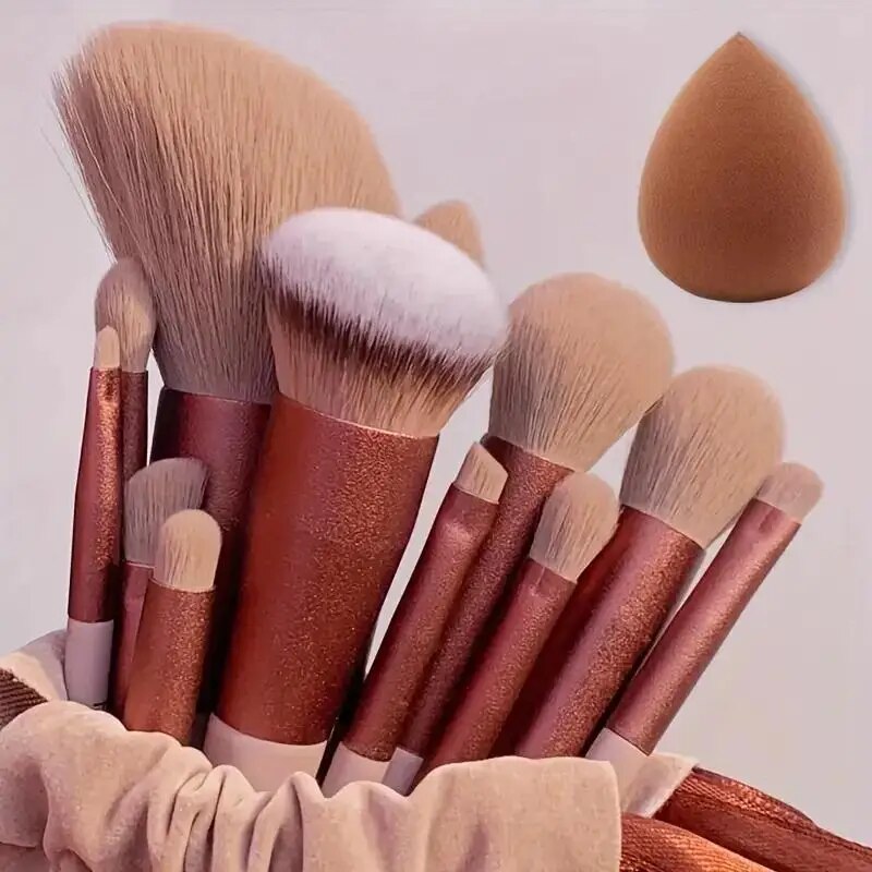 Makeup Brush Set for Women | 13-Piece Kabuki & Blending Brushes | Soft Fluffy Bristles for Flawless Foundation & Eyeshadow