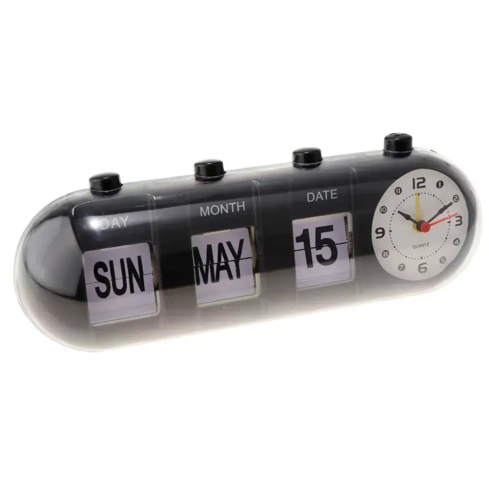 Manual Flip Calendar Clock With Analog Time Display 0