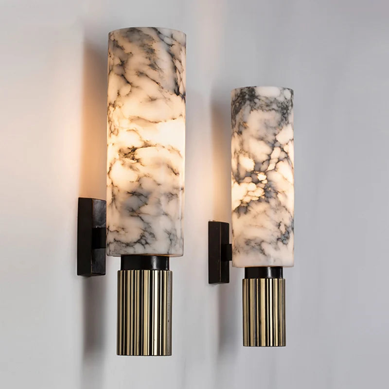 Marbellux | Elegant Natural Marble LED Wall Sconce Light