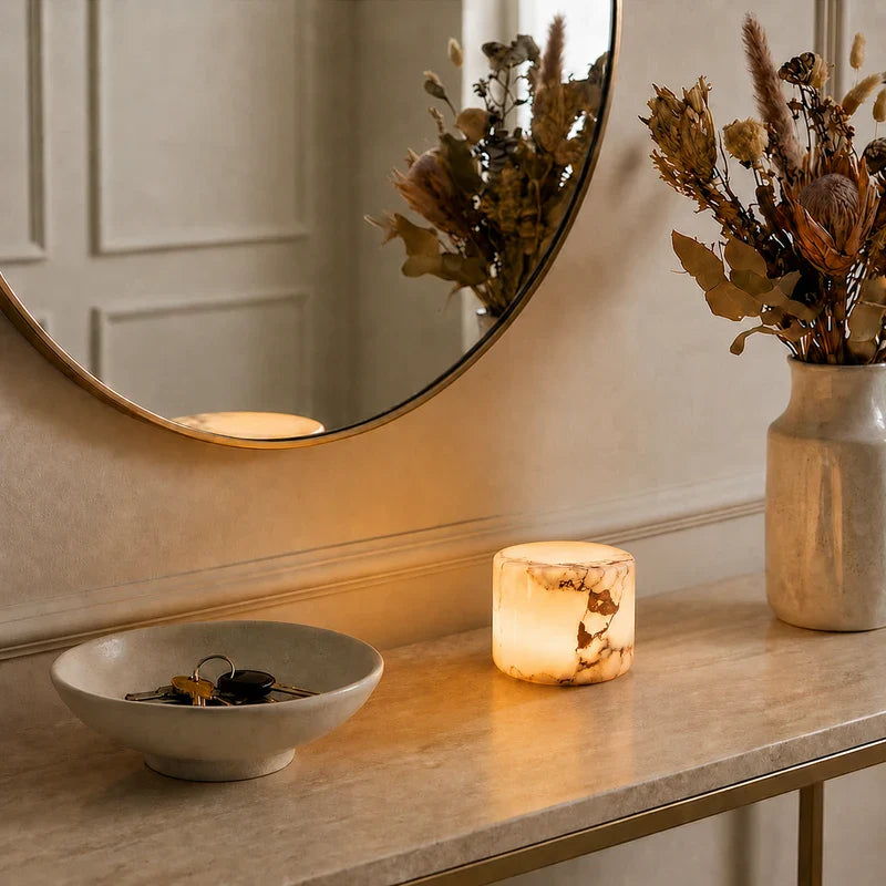 Marble Lamp – Handmade, White with Unique Veins for Modern Interiors and Ambient Lighting 6