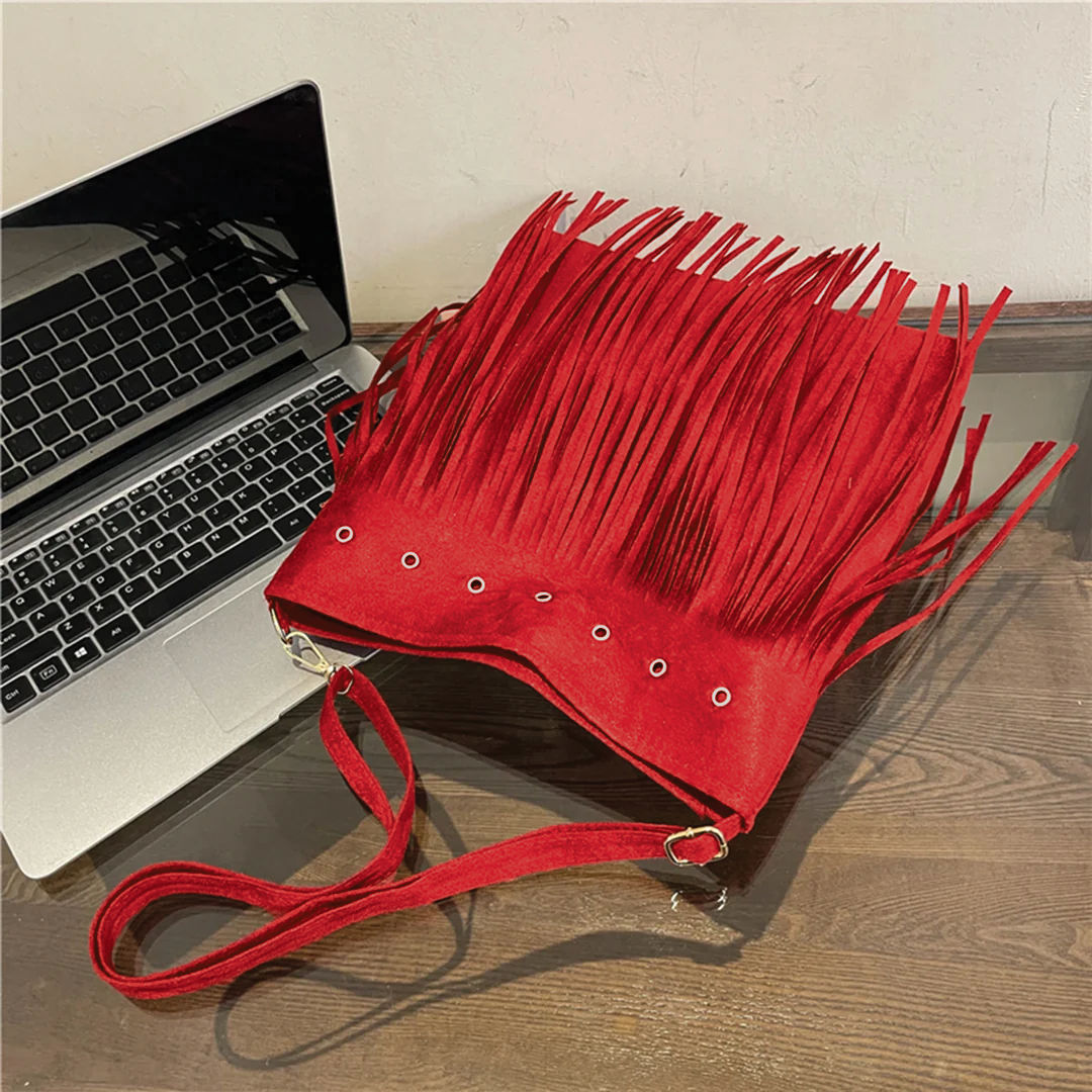 Maria | Faux Suede Fringe Shoulder Bag – Slouchy Hobo Style