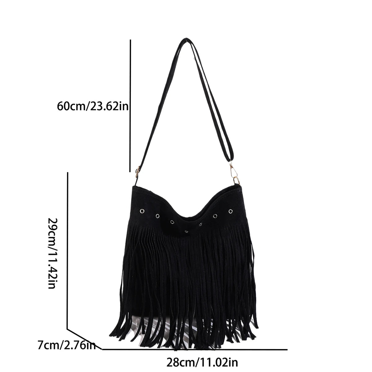 Maria | Faux Suede Fringe Shoulder Bag – Slouchy Hobo Style