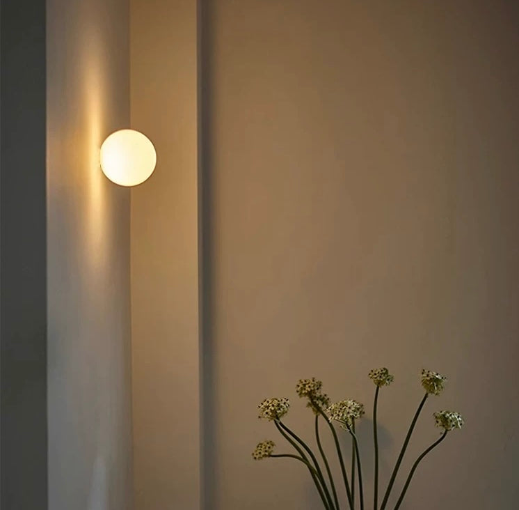 Modern Frosted Glass Globe LED Wall Sconce 1-Light Lasson Living