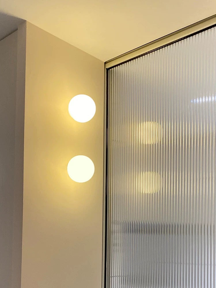 Modern Frosted Glass Globe LED Wall Sconce 1-Light Lasson Living