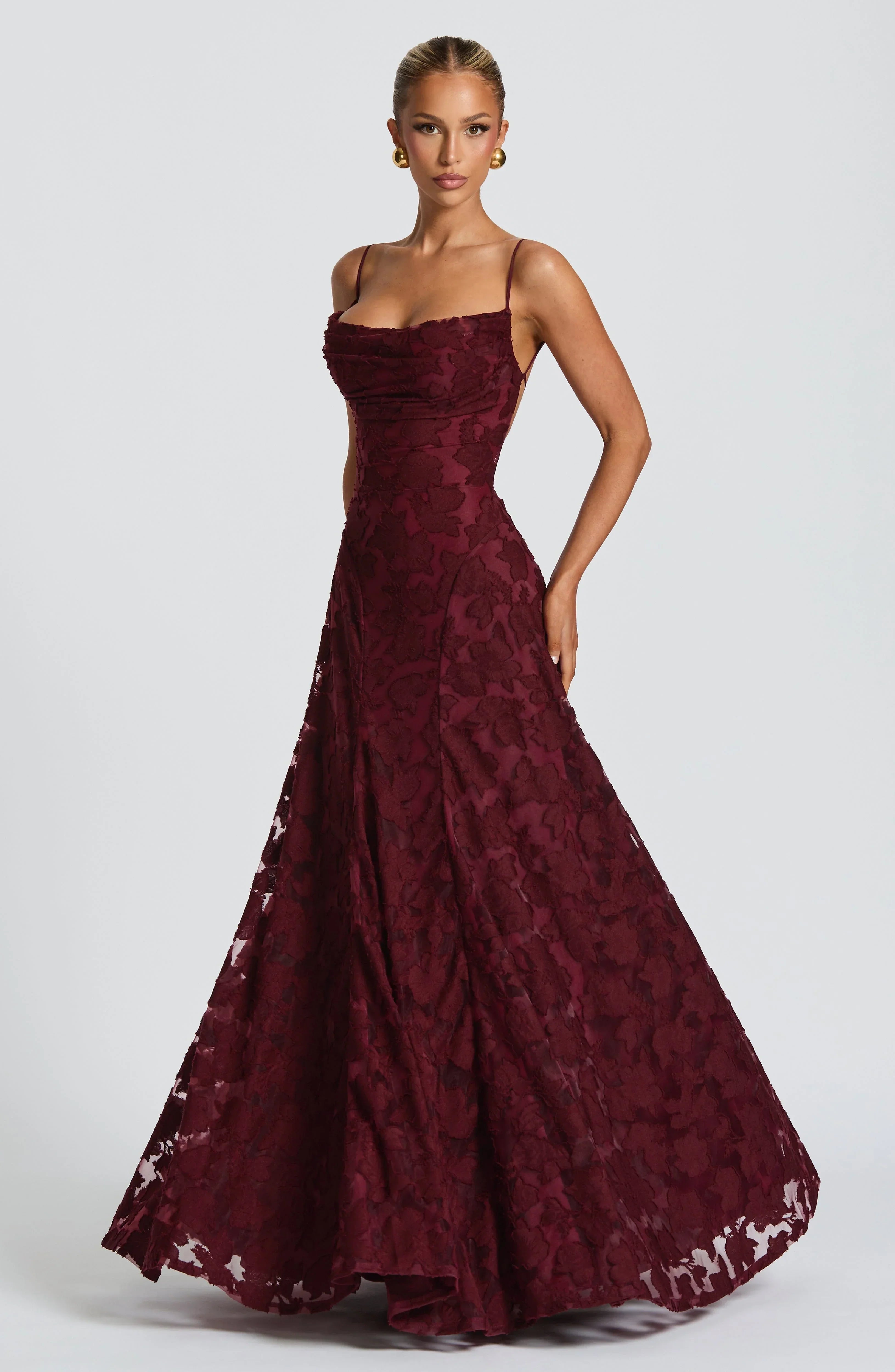 Maxi Dress for Women – Long Sleeve Fitted Waist Flowing Design