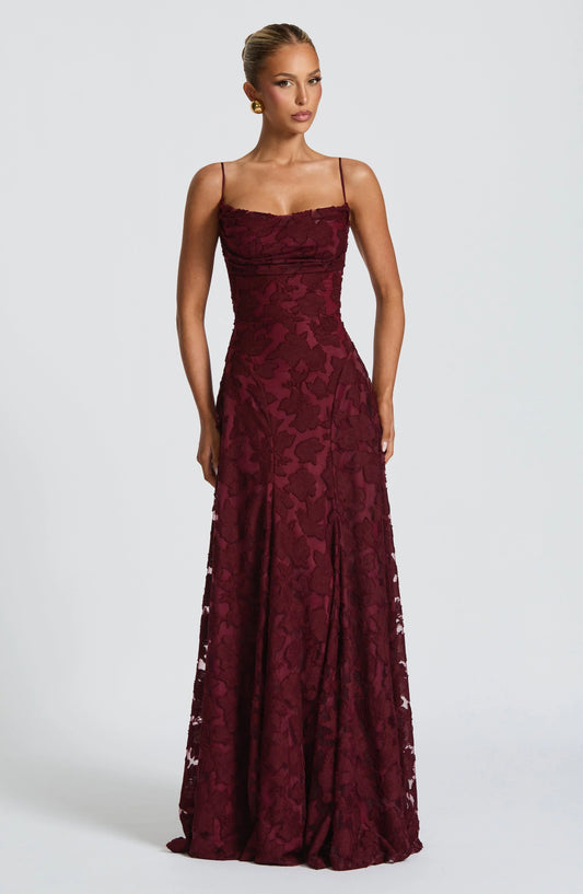 Maxi Dress for Women – Long Sleeve Fitted Waist Flowing Design