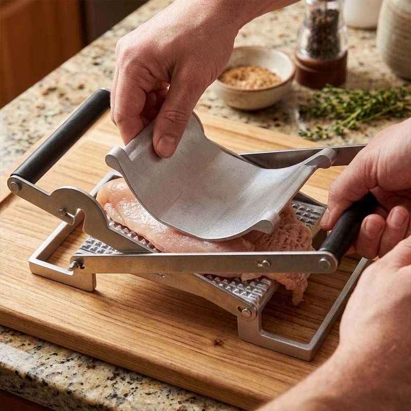 Meat Tenderiser Tool Rust-Resistant Metal | Scissor-Leverage Design with Non-Slip Grips | Tenderises Tough Cuts for Juicy Results