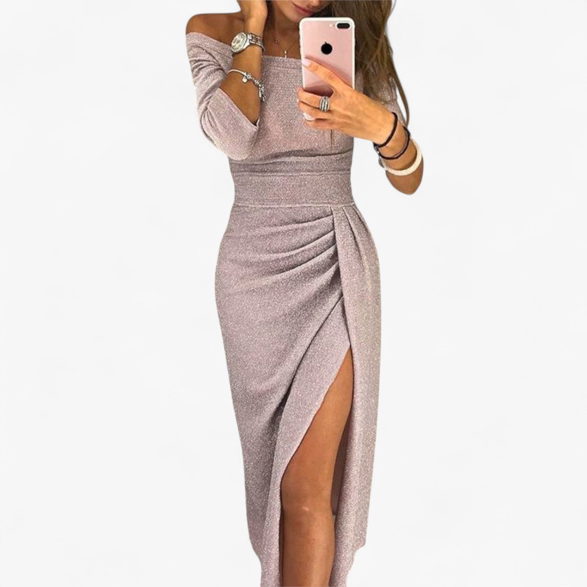 Mechi | Women's Off-Shoulder Cocktail Dress – Elegant Fit Design 2