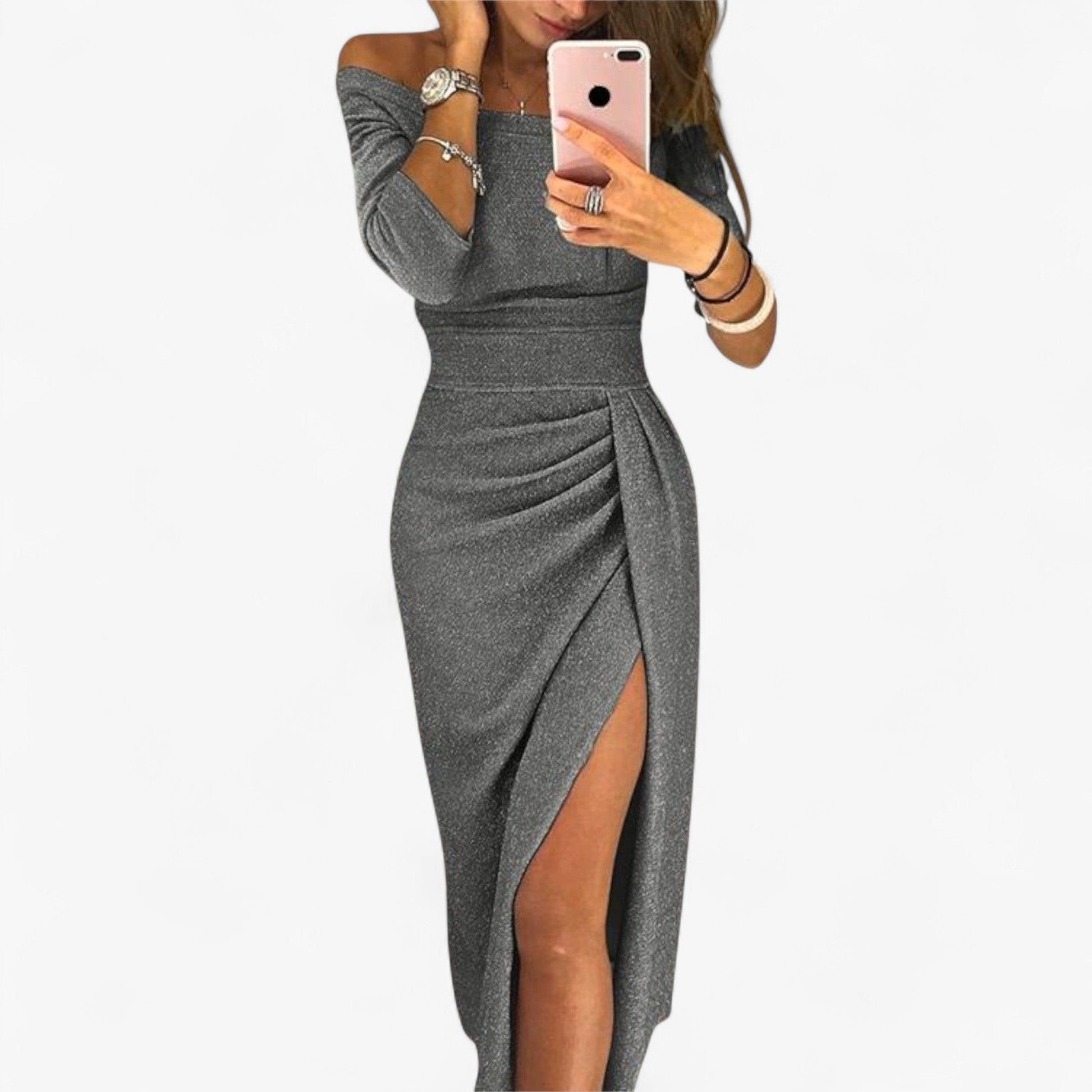 Mechi | Women's Off-Shoulder Cocktail Dress – Elegant Fit Design 4