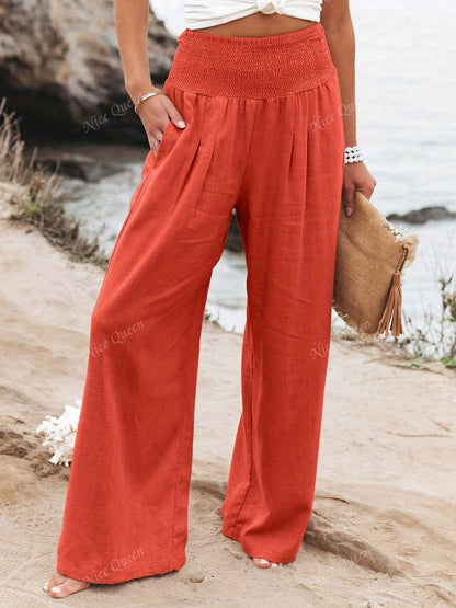 Melina | Women's Linen Wide Leg Pants - Breathable Relaxed Fit 6