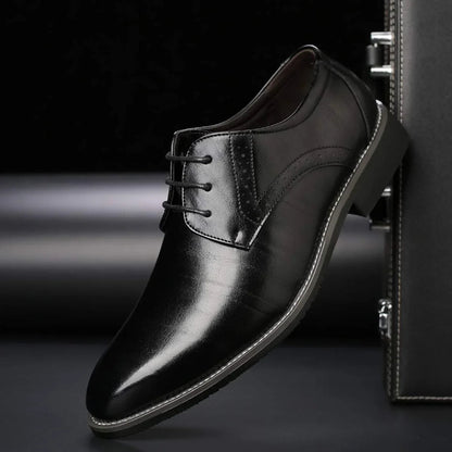 Men's Black Dress Shoes – Oxford Lace-Up Design With Brogue Detailing