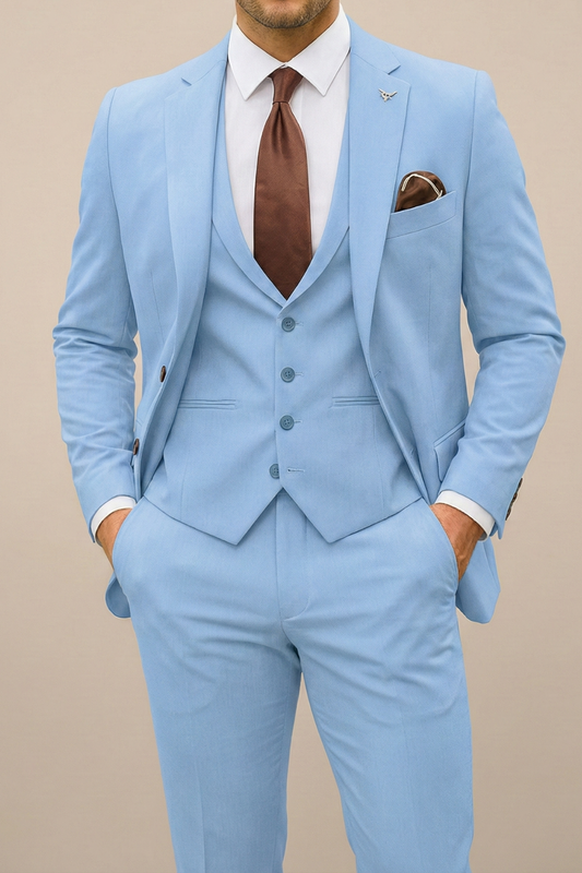 Men's Modern Three Piece Suit – Tailored Fit XS to XXL