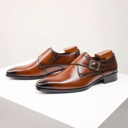 Men's Dress Shoes – Italian Monk Strap with Buckle Closure