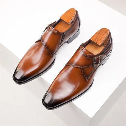 Men's Dress Shoes – Italian Monk Strap with Buckle Closure