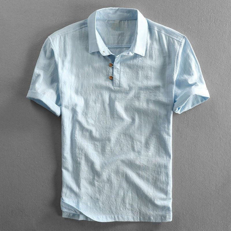 Men's Linen Short Sleeve Polo Shirt – Breathable Relaxed Fit Design