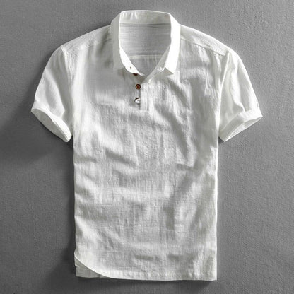 Men's Linen Short Sleeve Polo Shirt – Breathable Relaxed Fit Design