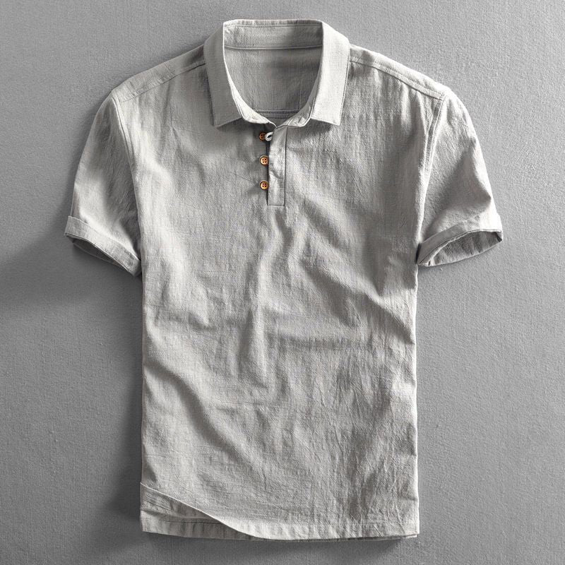 Men's Linen Short Sleeve Polo Shirt – Breathable Relaxed Fit Design