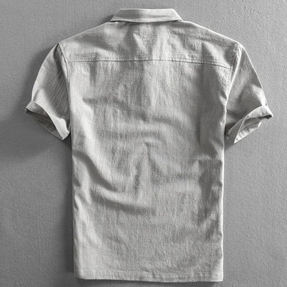Men's Linen Short Sleeve Polo Shirt – Breathable Relaxed Fit Design