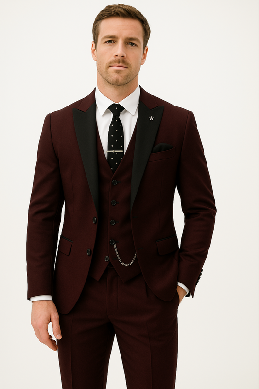 Men's Three Piece Suit Set – Tailored Fit 100% Polyester