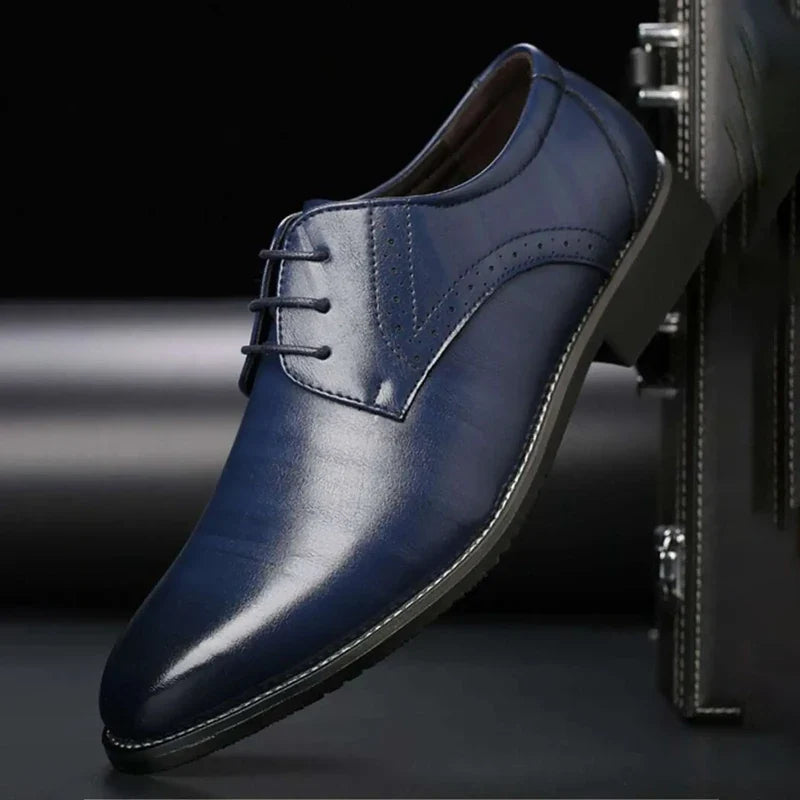Men's Black Dress Shoes – Oxford Lace-Up Design With Brogue Detailing