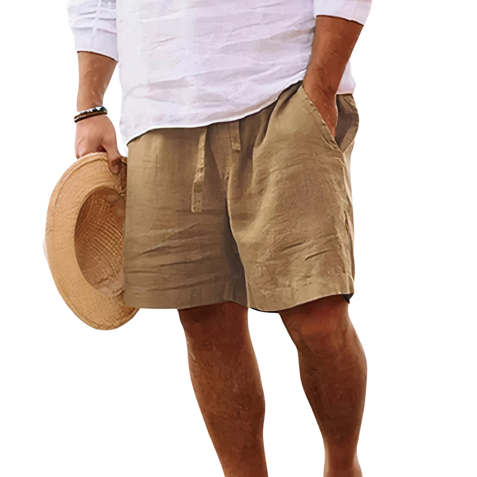 Men's Cotton Linen Shorts – Relaxed Fit Drawstring Waist