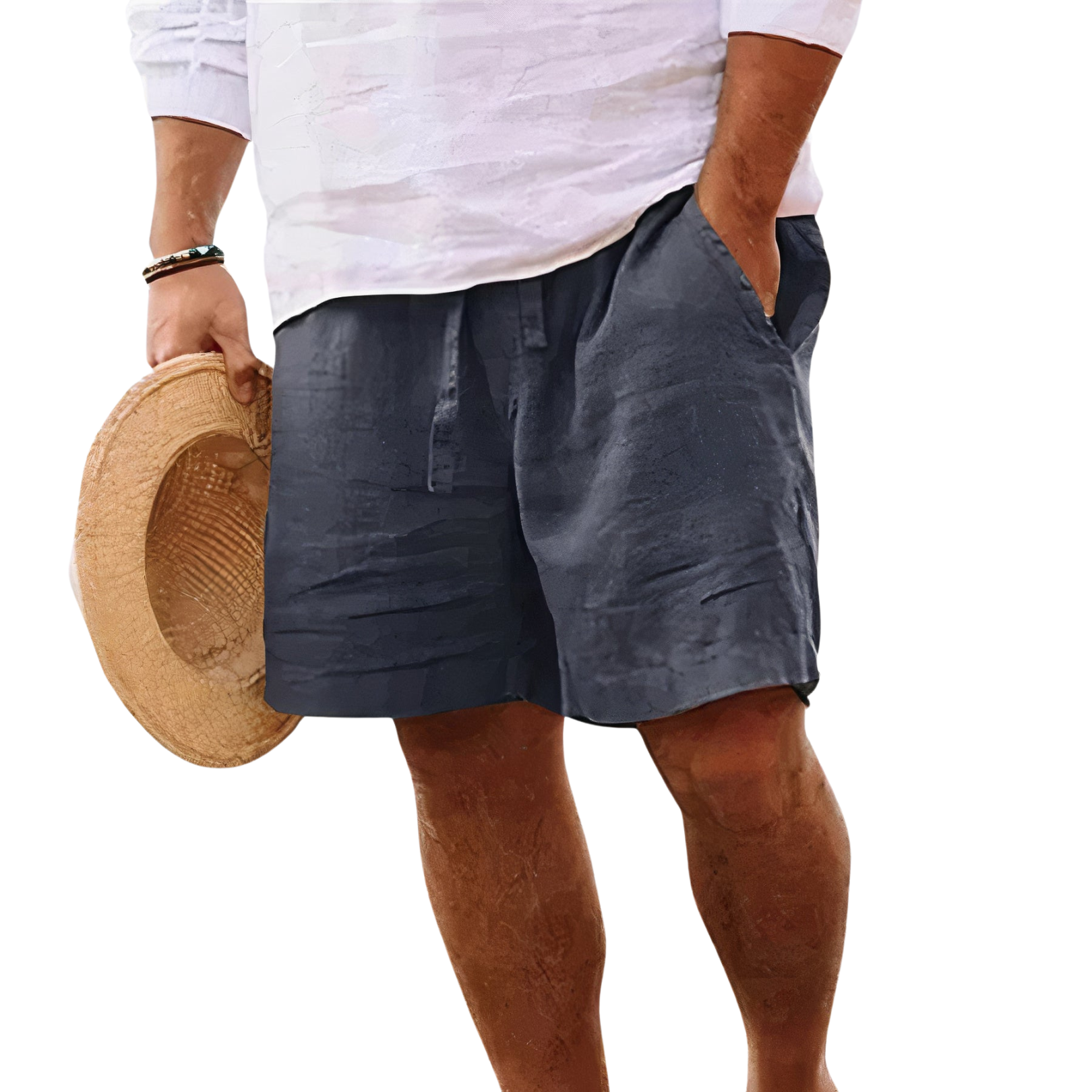 Men's Cotton Linen Shorts – Relaxed Fit Drawstring Waist