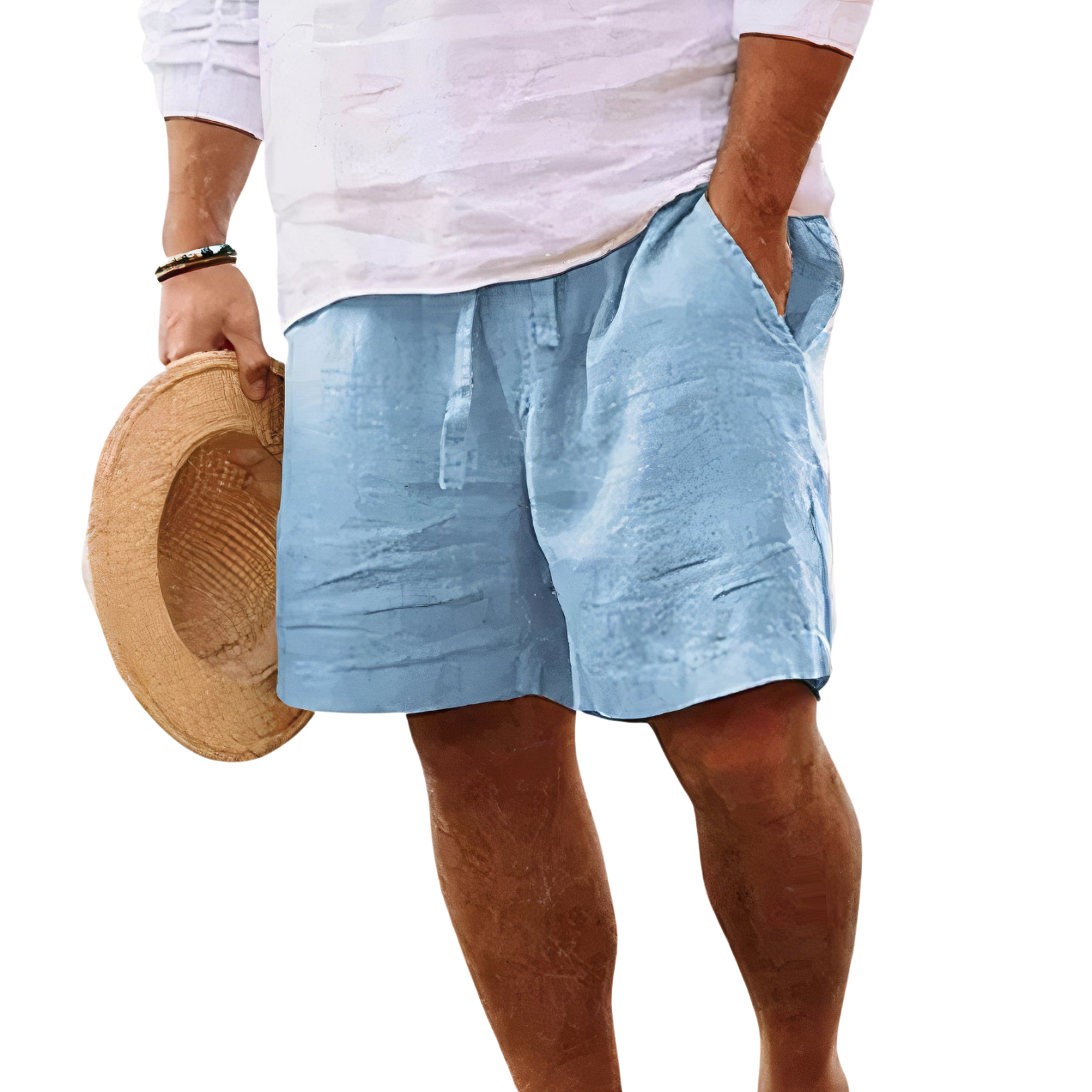 Men's Cotton Linen Shorts – Relaxed Fit Drawstring Waist